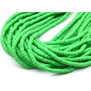 Бусины из каучука Африканские диски 6мм*0,9-1,2мм, цвет зеленый неон, 39см (иск.)