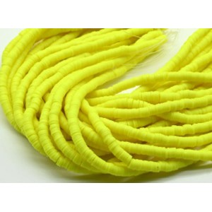 Бусины из каучука Африканские диски 6мм*0,9-1,2мм, цвет желтый неон, 39см (иск.)