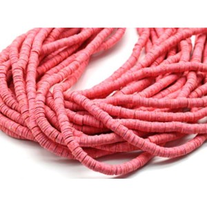 Бусины из каучука Африканские диски 6мм*0,9-1,2мм, цвет розовый, 39см (иск.)