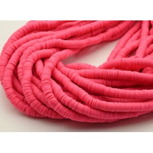 Бусины из каучука Африканские диски 6мм*0,9-1,2мм, цвет розовый, 39см (иск.)