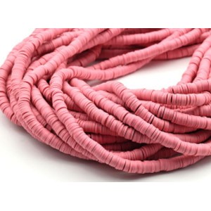 Бусины из каучука Африканские диски 6мм*0,9-1,2мм, цвет розовый, 39см (иск.)