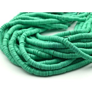 Бусины из каучука Африканские диски 6мм*0,9-1,2мм, цвет зеленый, 39см (иск.)