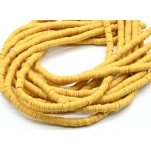 Бусины из каучука Африканские диски 6мм*0,9-1,2мм, цвет желтый, 39см (иск.)