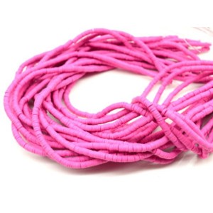 Бусины из каучука Африканские диски 4мм*0,4-1мм, цвет фуксия, 35,5см (иск.)