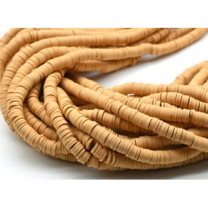 Бусины из каучука Африканские диски 6мм*0,9-1,2мм, цвет бежевый, 39см (иск.)