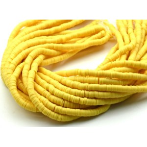 Бусины из каучука Африканские диски 6мм*0,9-1,2мм, цвет желтый, 39см (иск.)