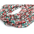 Бусины из каучука Африканские диски 4мм*0,4-1мм, цвет красно-зеленый, 39см (иск.)