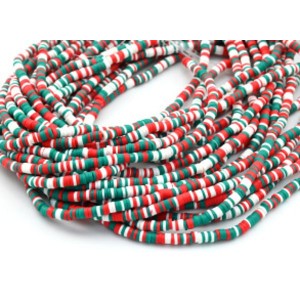 Бусины из каучука Африканские диски 4мм*0,4-1мм, цвет красно-зеленый, 39см (иск.)