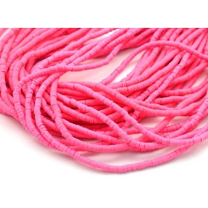 Бусины из каучука Африканские диски 4мм*0,4-1мм, цвет розовый неон, 39см (иск.)