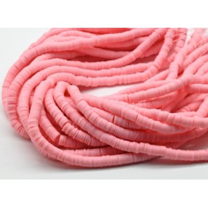 Бусины из каучука Африканские диски 6мм*0,9-1,2мм, цвет розовый, 38см (иск.)