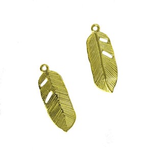 Подвеска Перо малое 24*9 мм, цвет золото, 1 шт