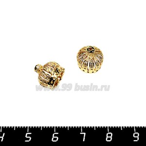 Колпачок Премиум Корона с микроцирконами 10*11 мм цвет золото 1 штука