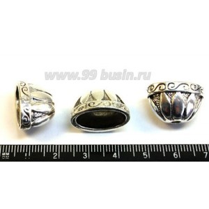 Колпачок Гигант Лепестки, 14*20*12 мм, отверстие 2,5 мм, цвет старое серебро 1 штука