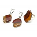 Кольцо и серьги агат