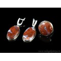 Кольцо и серьги с агатом красная лагуна