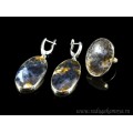 Кольцо и серьги с агатом моховым " Овал "