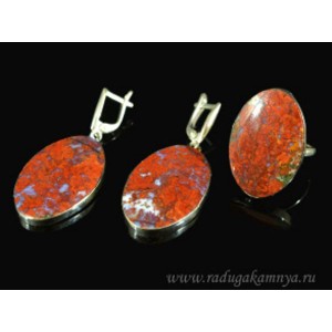 Кольцо и серьги с агатом