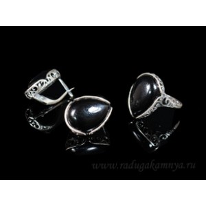Кольцо и серьги с агатом