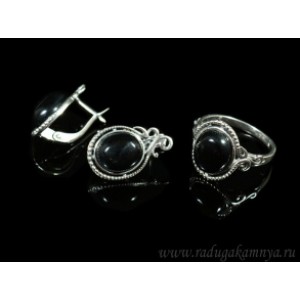 Кольцо и серьги с агатом