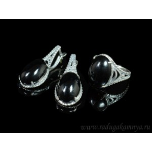 Кольцо и серьги с агатом