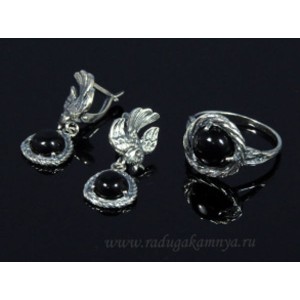 Кольцо и серьги с агатом