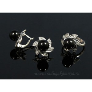 Кольцо и серьги с агатом