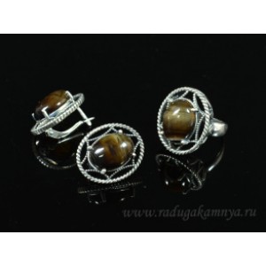 Кольцо и серьги с агатом