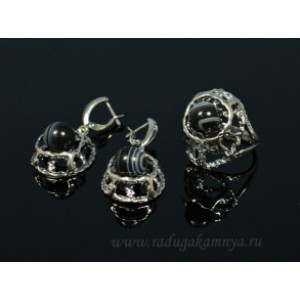 Кольцо и серьги с агатом