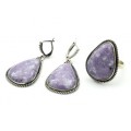 Кольцо и серьги лепидолит " Капля "