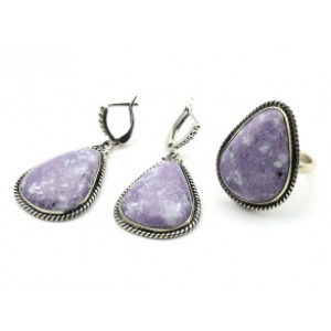 Кольцо и серьги лепидолит " Капля "