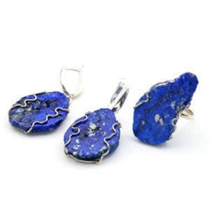 Кольцо и серьги азурит