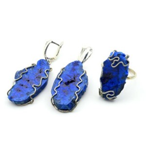 Кольцо и серьги с азуритом