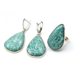 Кольцо и серьги с амазонитом