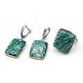Кольцо и серьги с амазонитом " Прямоугольник "