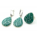 Кольцо и серьги амазонит " Капля "