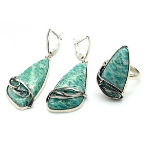 Кольцо и серьги с амазонитом