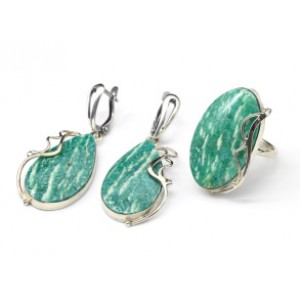 Кольцо и серьги с амазонитом