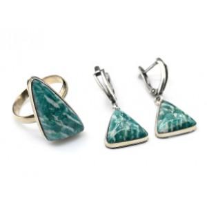 Кольцо и серьги с амазонитом " Грация "