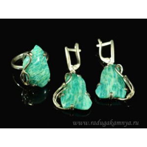 Кольцо и серьги с амазонитом