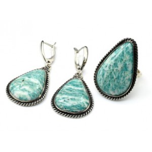 Кольцо и серьги с амазонитом