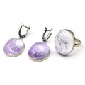 Кольцо и серьги с аметистом " Овал "