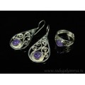 Кольцо и серьги с аметистом