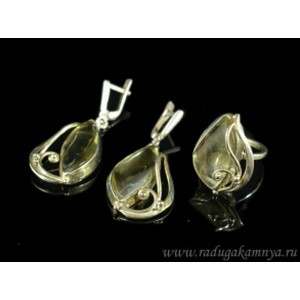 Кольцо и серьги из цитрина