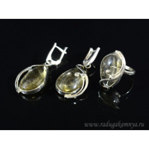 Кольцо и серьги из цитрина