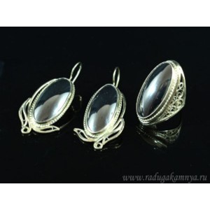 Кольцо и серьги гематит