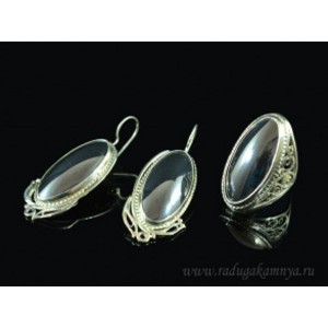 Кольцо и серьги гематит