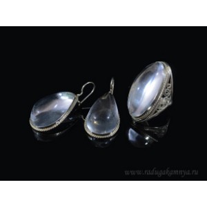 Кольцо и серьги горный хрусталь Кольцо и серьги горный хрусталь