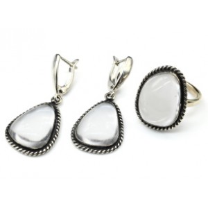 Кольцо и серьги горный хрусталь " Грация "