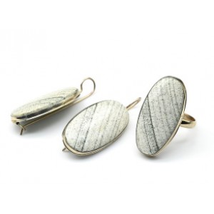 Кольцо и серьги скарн " Овал "