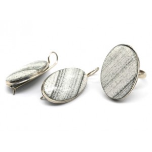 Кольцо и серьги скарн " Овал "